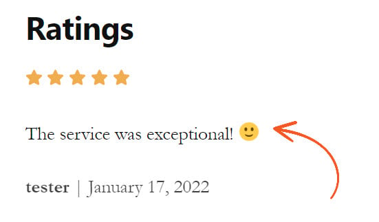 emojis show in ratings